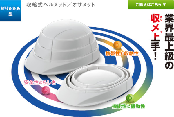 防災用ヘルメット　オサメット